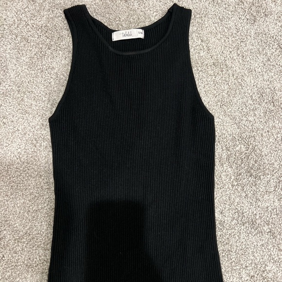 Womens S/M black bodycon ribbed midi dress - Picture 2 of 4